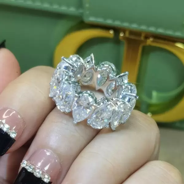 12ctw Pear Cut White Sapphire Eternity Ring