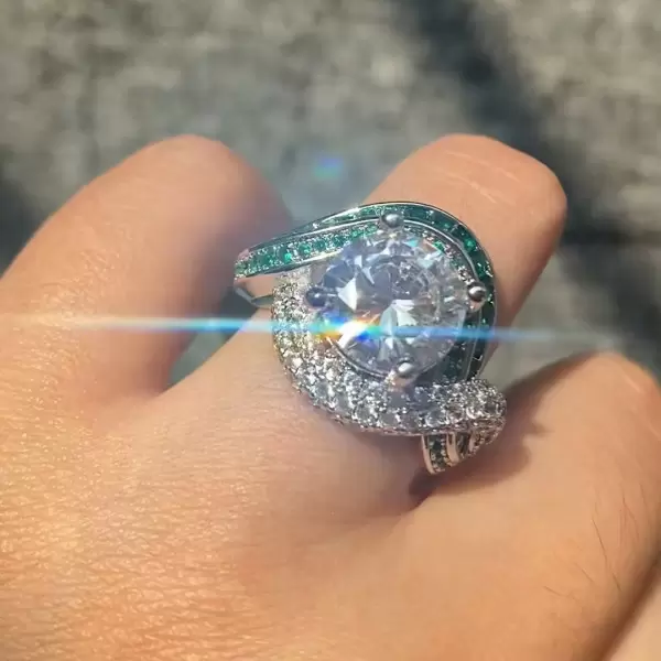 Vintage 3.8ct Halo Round Cut White Sapphire Engagement Ring
