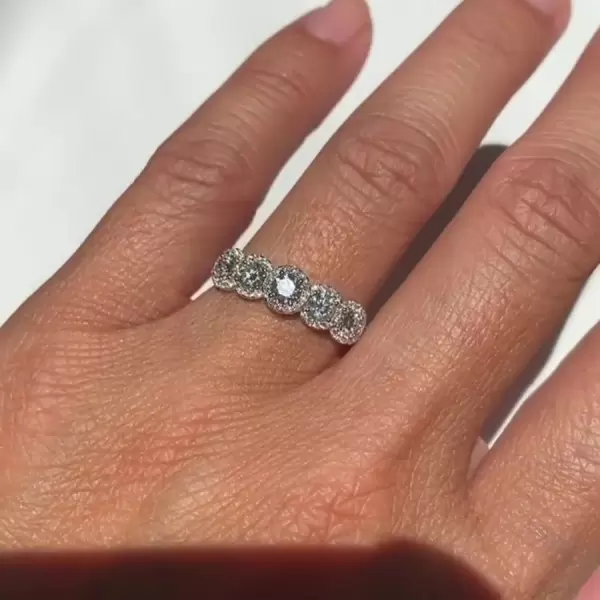 3.55ct Five-Stone Round Cut White Sapphire Wedding Band