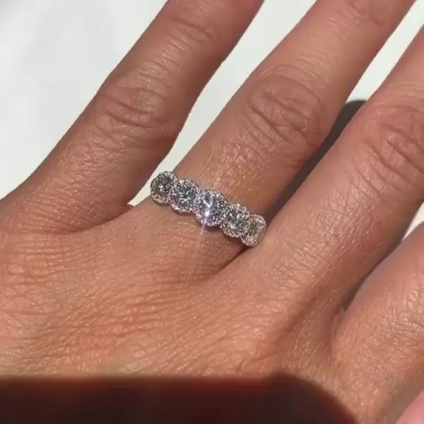 3.55ct Five-Stone Round Cut White Sapphire Wedding Band