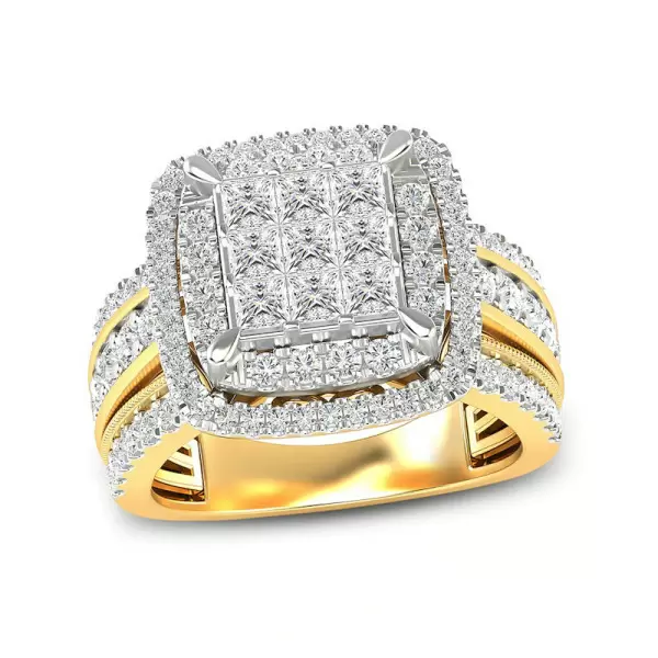 4ct Princess Cut White Sapphire Engagement Ring in Gold