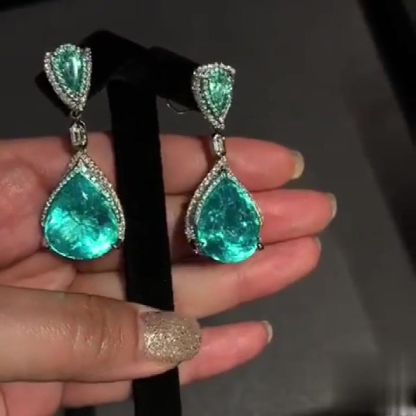 Pear Cut Fancy Blue Sapphire Drop Earrings