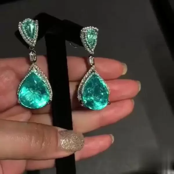 Pear Cut Fancy Blue Sapphire Drop Earrings