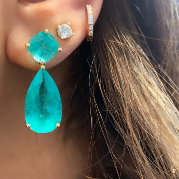 Pear Cut Aquamarine Drop Earrings In 18k Gold