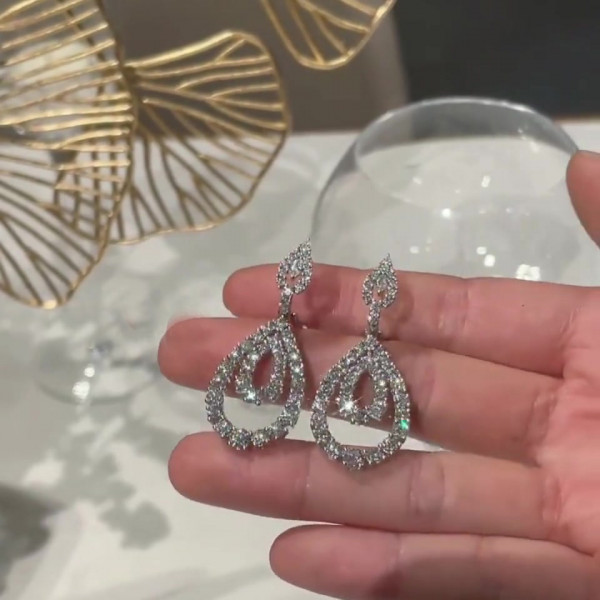 Round Cut White Sapphire Hoop Earrings