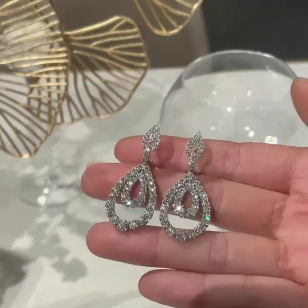 Round Cut White Sapphire Hoop Earrings