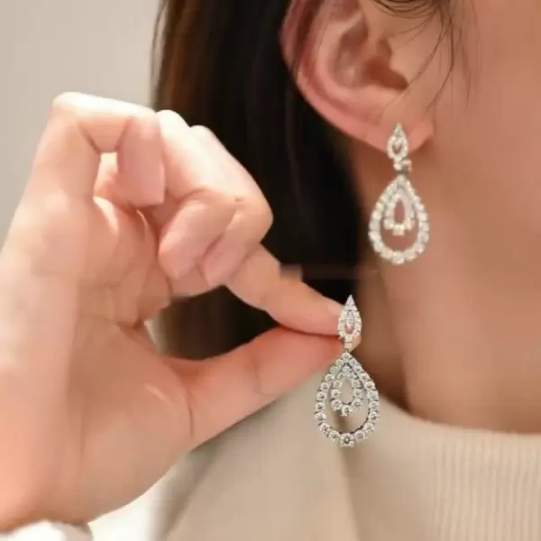 Round Cut White Sapphire Hoop Earrings
