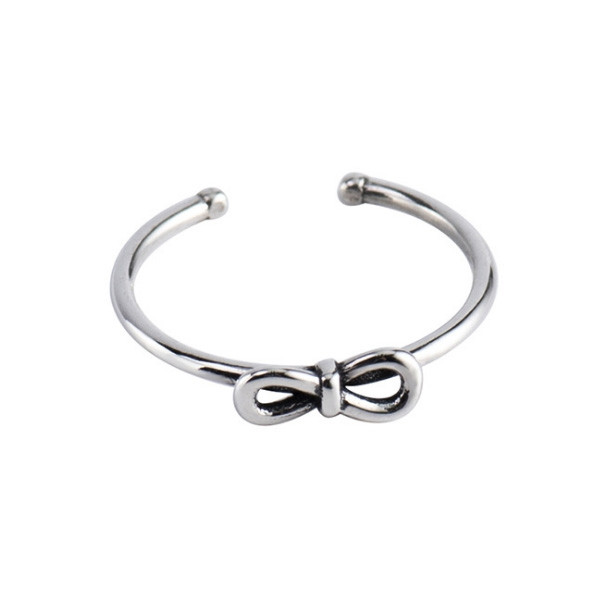 925 Sterling Silver Handmade Bowknot Adjustable Ring