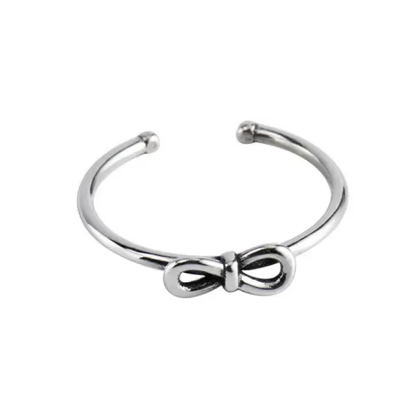 925 Sterling Silver Handmade Bowknot Adjustable Ring