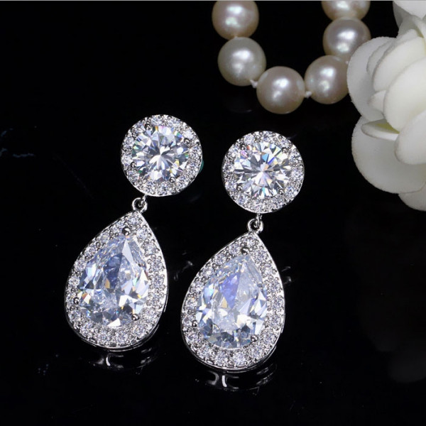 Handmade 5.8 Ct Teardrop 925 Silver Earrings