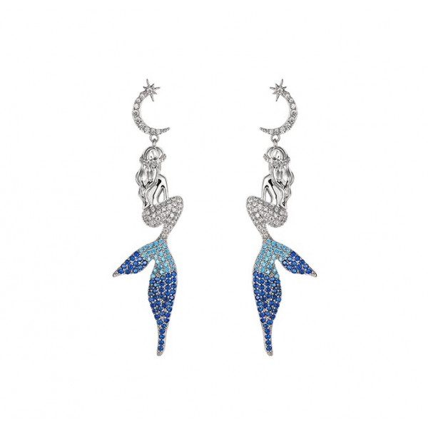 Mermaid Series 925 Silver Needle Fishtail Earrings
