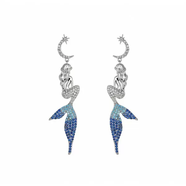 Mermaid Series 925 Silver Needle Fishtail Earrings