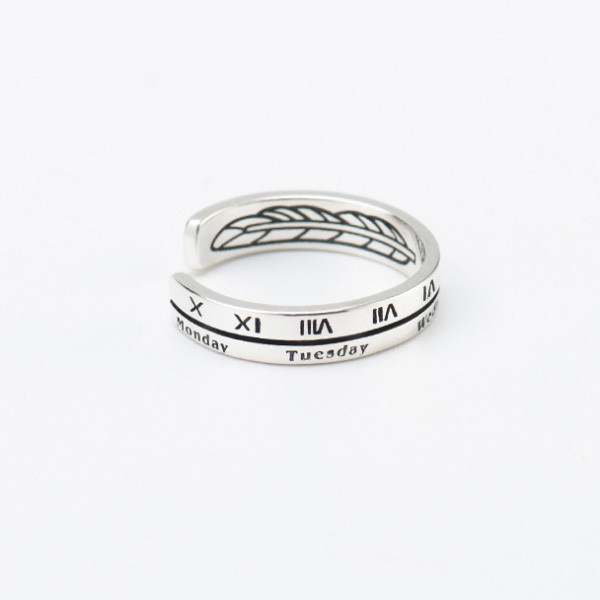 925 Sterling Silver Handmade Roman Numeral Letters Stackable Ring