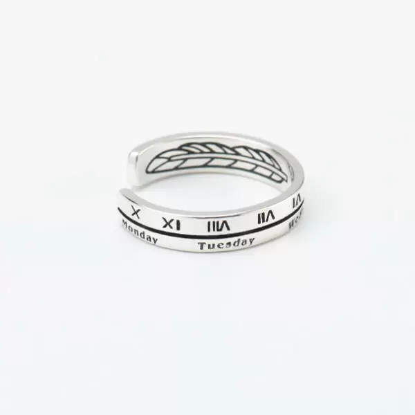 925 Sterling Silver Handmade Roman Numeral Letters Stackable Ring