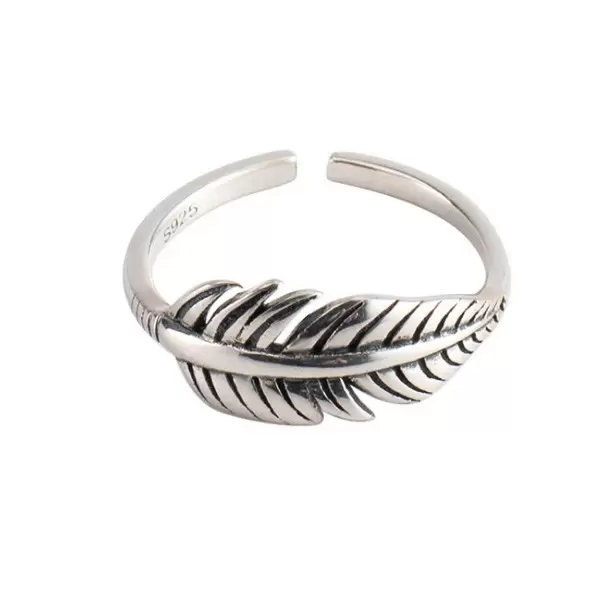 925 Sterling Silver Handmade Vintage Leaf Shape Ring