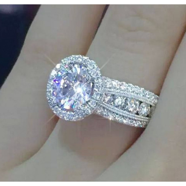 2ct Round Cut Halo Engagement Ring