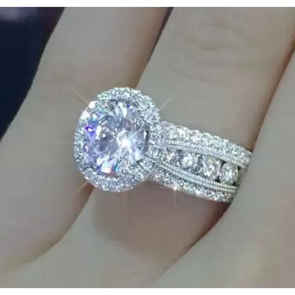 2ct Round Cut Halo Engagement Ring
