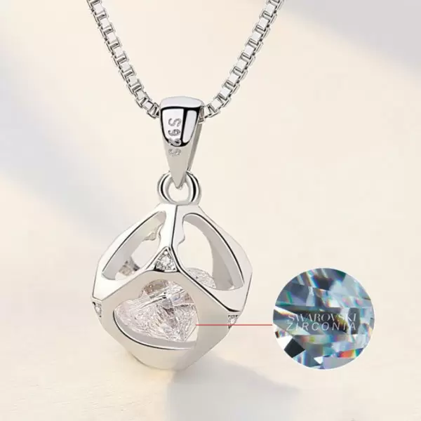 Handmade Stone In Cage Sterling Silver Pendent Necklace