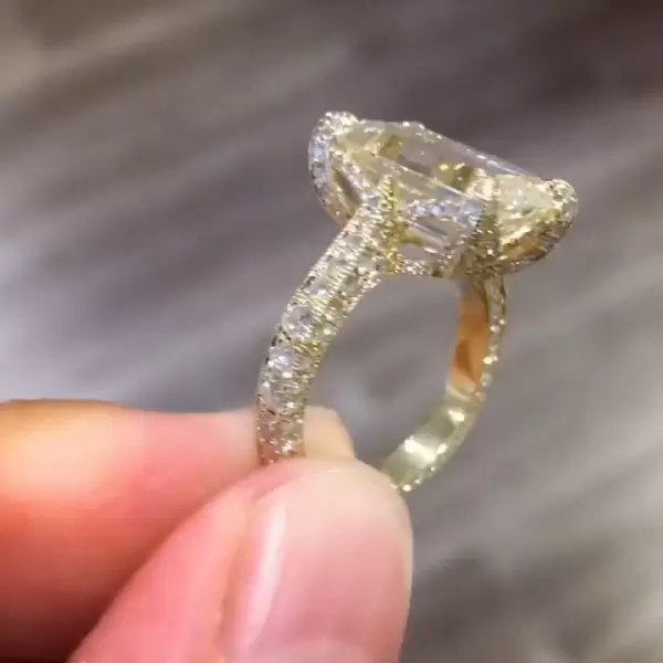 5ct Emerald Cut Engagement Ring in Gold