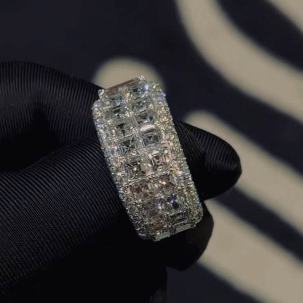 Emerald Cut Pink Sapphire Paved Engagement Ring