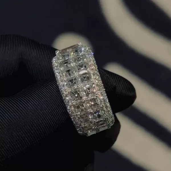 Emerald Cut Pink Sapphire Paved Engagement Ring