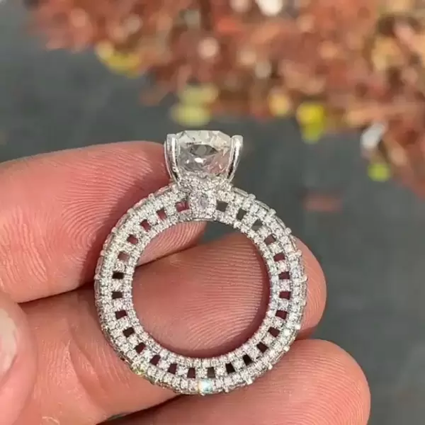 Handmade Amazing Design Cushion Cut Engagement Ring
