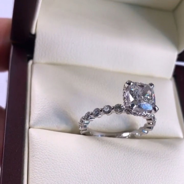 Handmade Cushion Cut Beauty Sterling Silver Engagement Ring