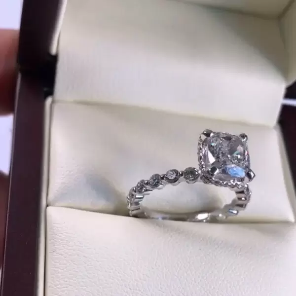 Handmade Cushion Cut Beauty Sterling Silver Engagement Ring