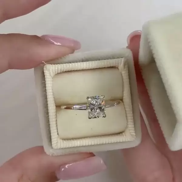 4ct Three-stone Radiant Cut Engagement Ring in Gold
