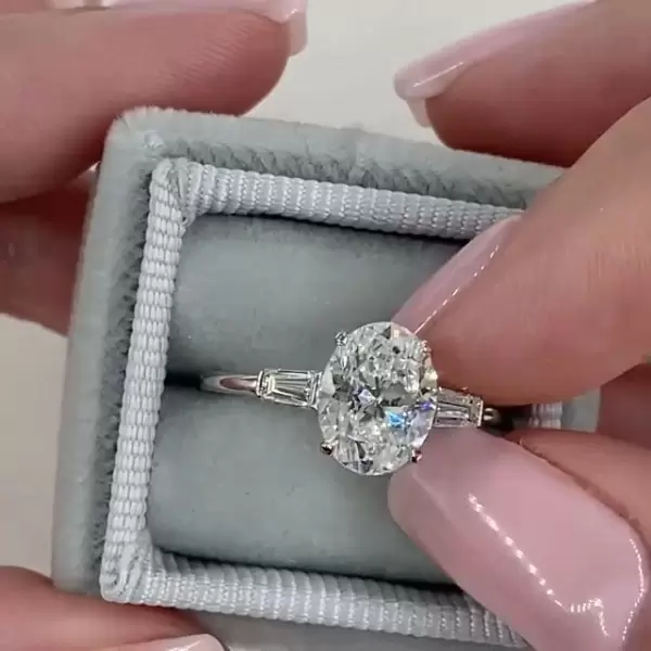 3ct Three-stone Oval Cut Engagement Ring