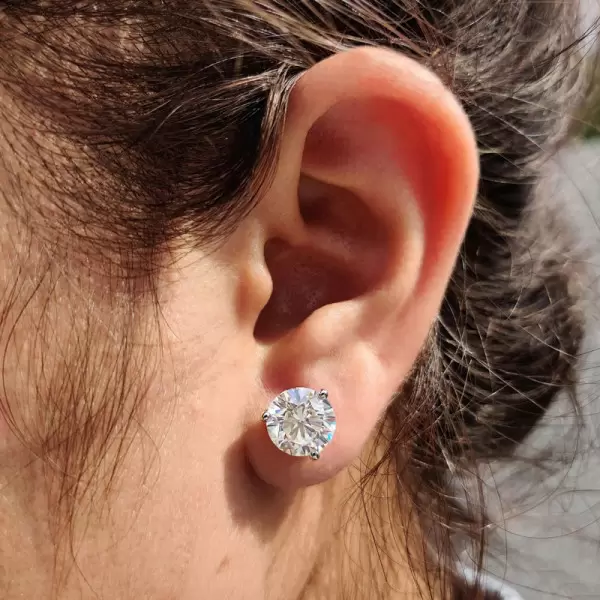 4ctw Round Cut White Sapphire Stud Earrings