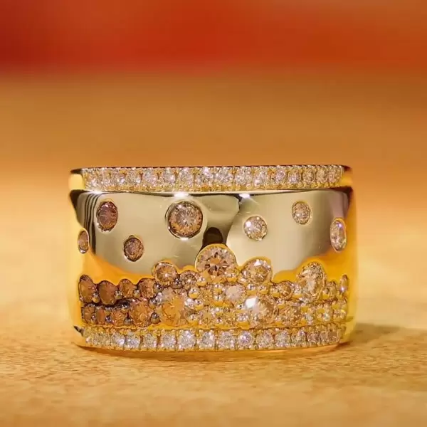 4ctw Flush Set Brown and White Sapphire Starry Band Ring