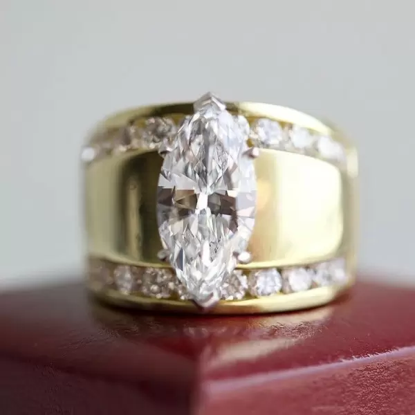 3.5ct Vintage Marquise Cut White Sapphire Engagement Ring