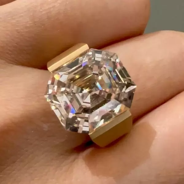 Asscher cut white sapphire ring deals