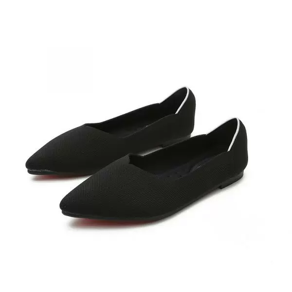 Black Knit Pointed Toe Shoes
