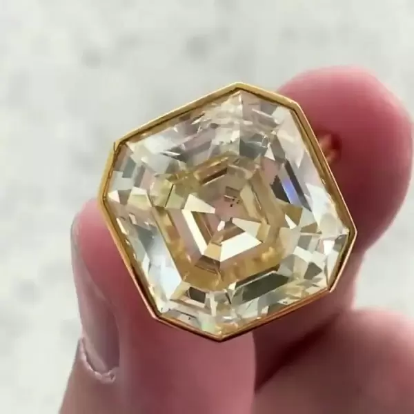 4ct Asscher Cut Yellow Sapphire Engagement Ring in Gold
