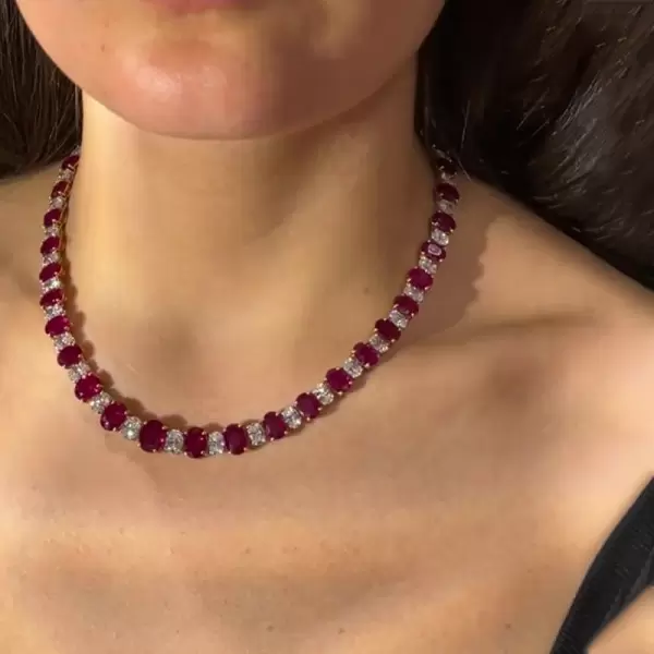 Ruby & White Sapphire Riviera Necklace 