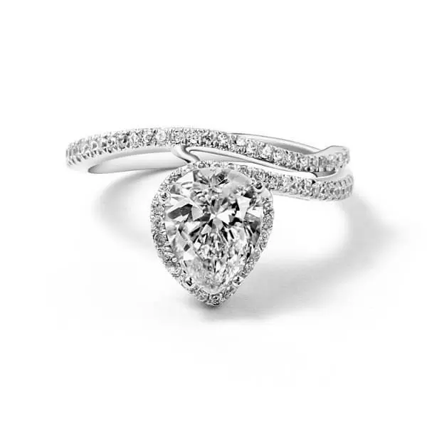 Handmade Curved Pear Cut 925 Sterling Silver Women's Ring