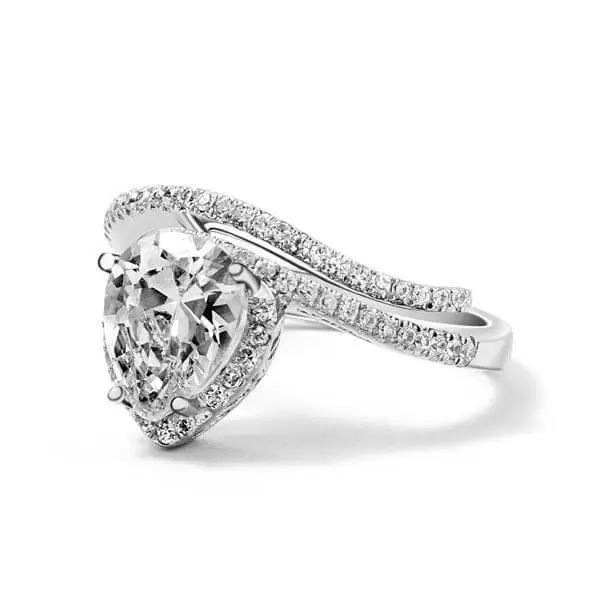 Handmade Curved Pear Cut 925 Sterling Silver Women's Ring