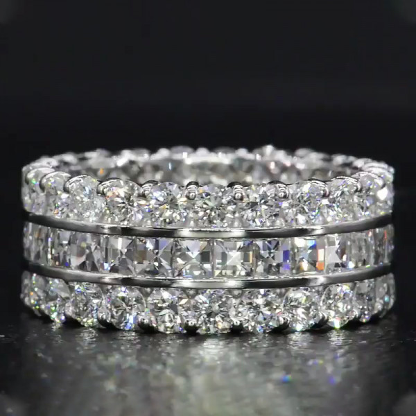Princess&Round Cut White Sapphire Eternity Band