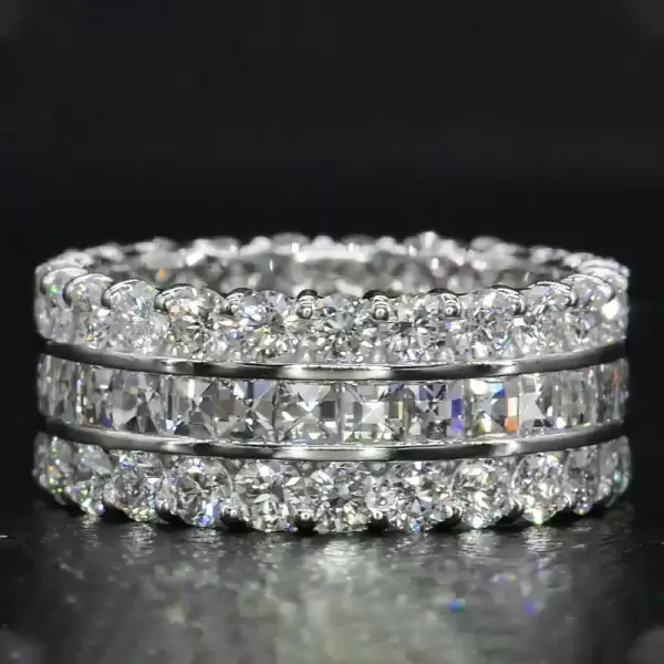 Princess&Round Cut White Sapphire Eternity Band