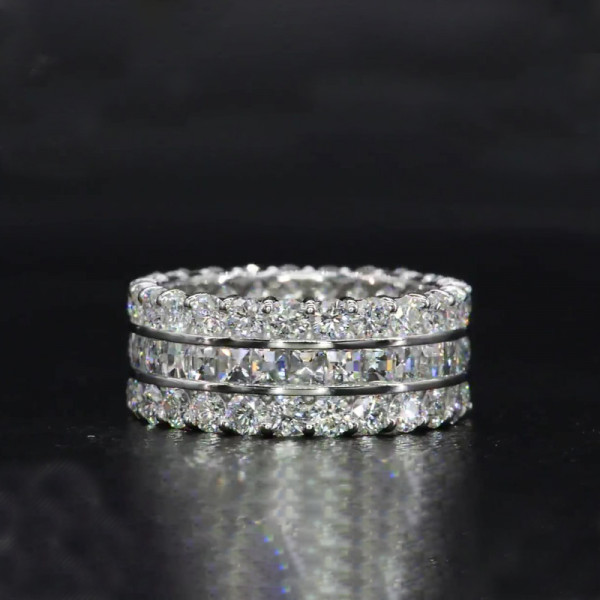 Princess&Round Cut White Sapphire Eternity Band
