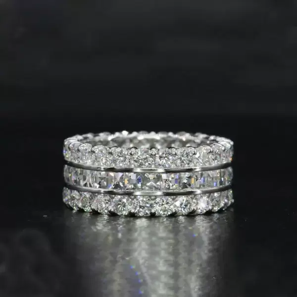 Princess&Round Cut White Sapphire Eternity Band