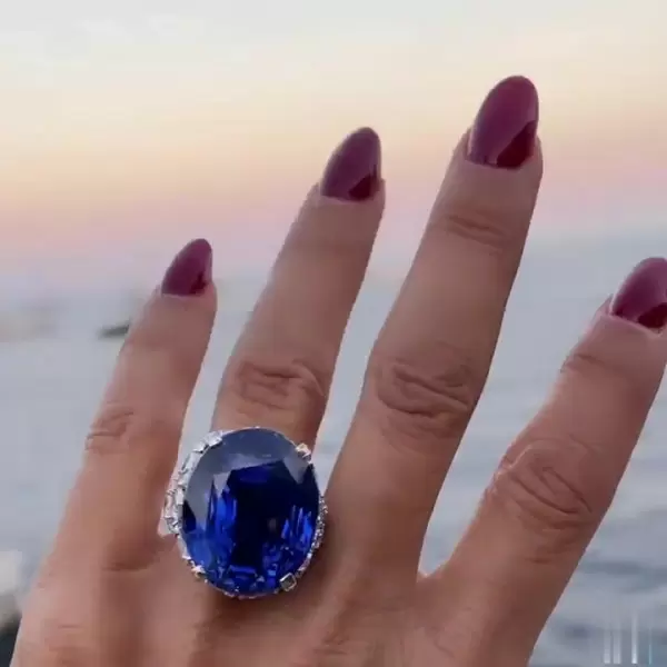 Luxury Aquamarine Blue Cocktail Ring