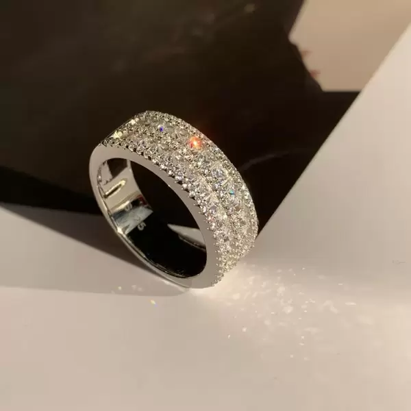 Round&Asscher Cut White Sapphire Wedding Band