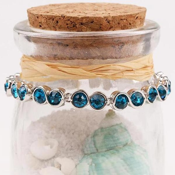 Blue Lab Created Gemstone Alloy Bracelet