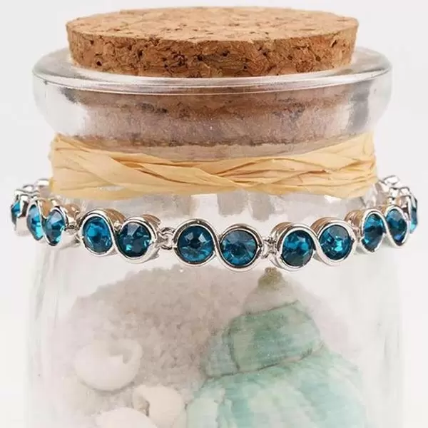 Blue Lab Created Gemstone Alloy Bracelet