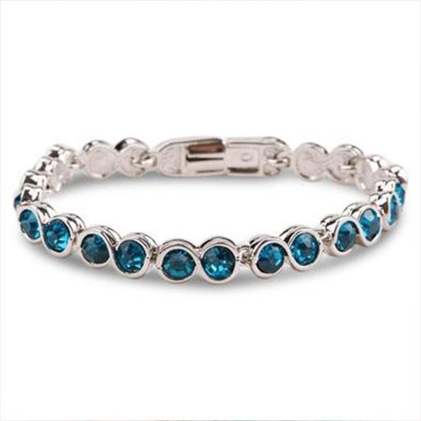 Blue Lab Created Gemstone Alloy Bracelet