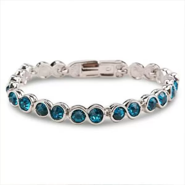 Blue Lab Created Gemstone Alloy Bracelet
