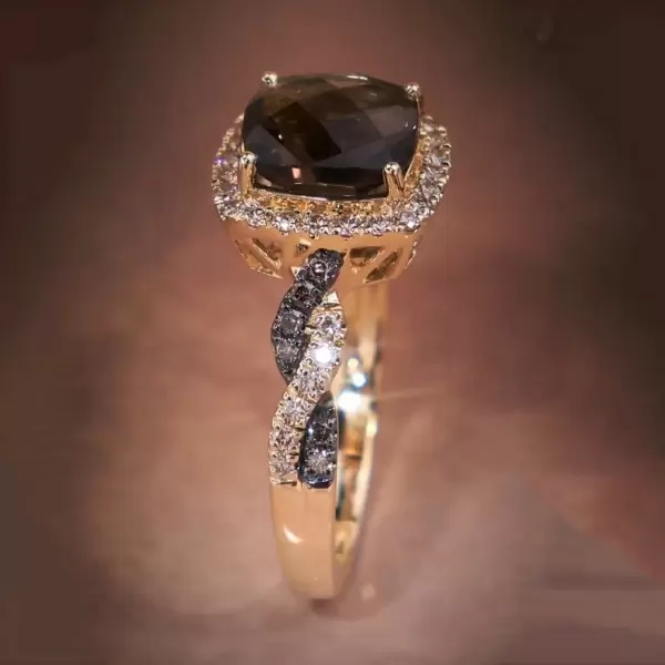 Cushion Cut Brown Sapphire Twist Engagement Ring